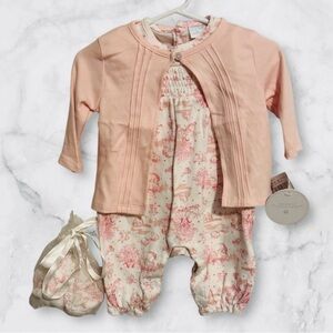 NWT Edgehill Collection Newborn Girl 3 Piece Set Outfit, cardigan, and bonnet